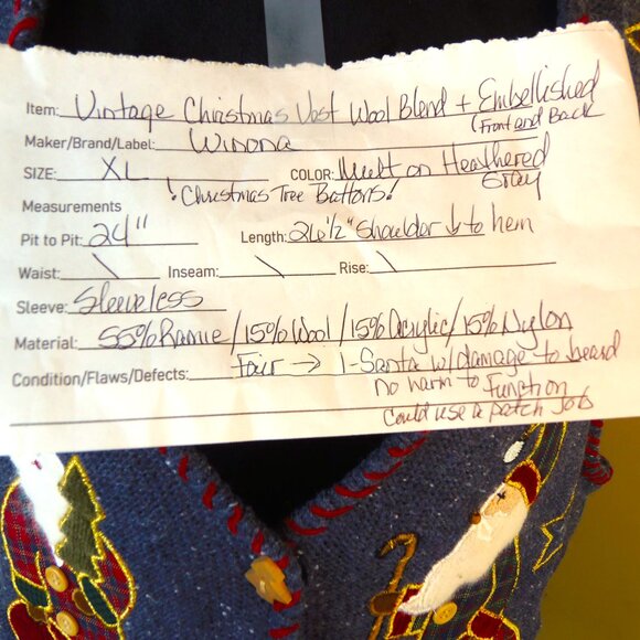 Vintage Y2K Winona Christmas Theme Ladie's Vest XL Festive Holiday Celebration - Picture 2 of 12